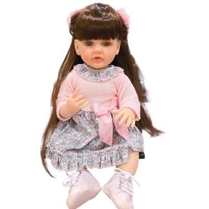 22" Reborn Toddler Girl Doll Lifelike Weighted Silicone Vinyl Brunette Princess